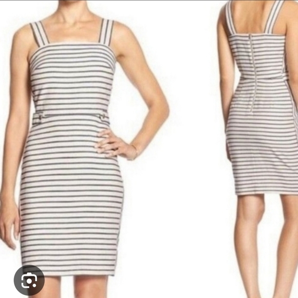 Banana Republic Striped Navy Blue and White Dress Size 6 - Picture 1 of 8